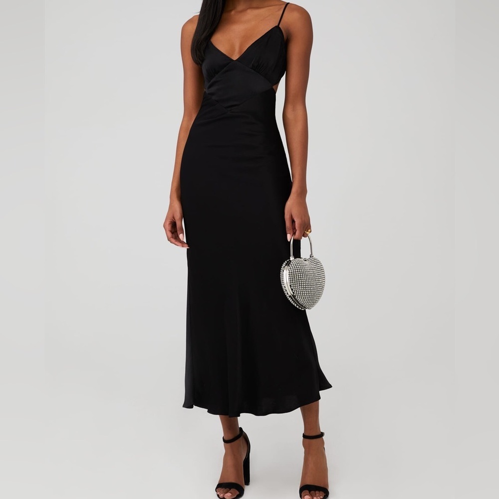 Bardot Malinda Slip Black Midi Dress